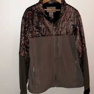 L.L. Bean M Brown and Green Camouflage Fleece Zip Jacket Mossy Oak
